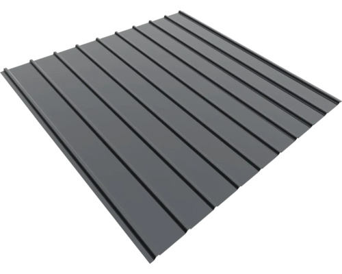 Tablă fălțuită din metal de culoare antracit pentru acoperiș.