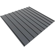 Tablă profilată din metal cu falț vertical de culoare antracit pentru acoperiș.