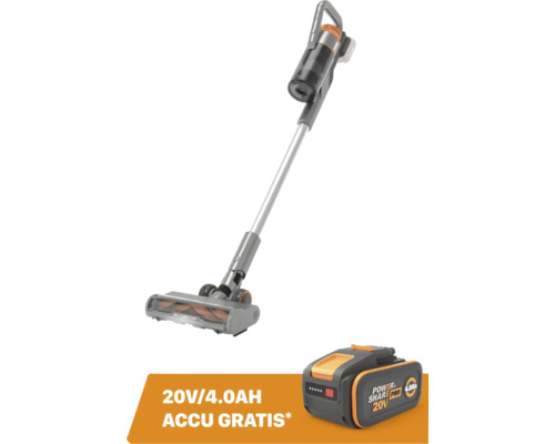 Aspirator vertical Worx 20V WX038.9 capacitate 0,5L Aspirator vertical fără fir Worx cu perie motorizată și acumulator gratuit 20 Volți 4,0 Amper-ore Power Share Pro.