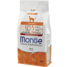 Hrană pentru pisici sterilizate Monge Natural Superpremium, monoproteină cu rață, sac de 1.5 kilograme