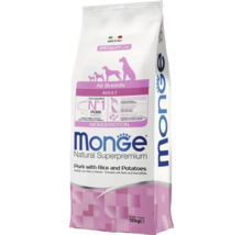 Monge Natural Superpremium hrană pentru câini adulți toate rasele monoproteină porc cu orez și cartofi 12 kilograme.