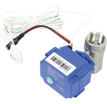 Robinet cu bilă motorizat cu servomotor albastru și corp din oțel inoxidabil inclusiv cablu de conectare.