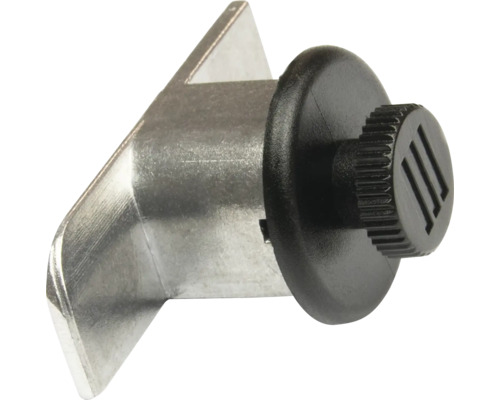 Siguranță din metal pentru fereastră cu buton rotativ din plastic negru.