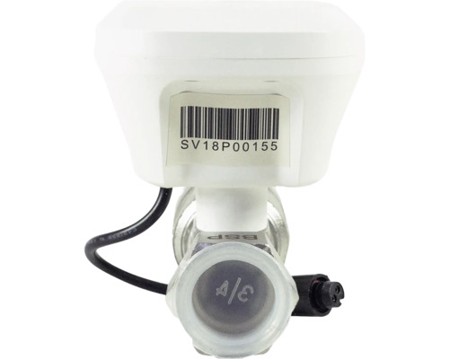 Apometru electronic cu cod de bare, racord metalic de 3/4 inch și cablu negru.