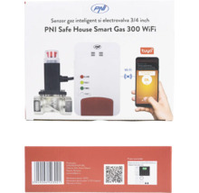 Senzor de gaz PNI Safe House Smart Gas 300 WiFi cu electrovalvă de 3/4 inch pentru control prin aplicație.