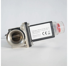 Electrovantila de gaz din metal cu buton de resetare manuală și conexiune pentru 9 până la 12 Volți.