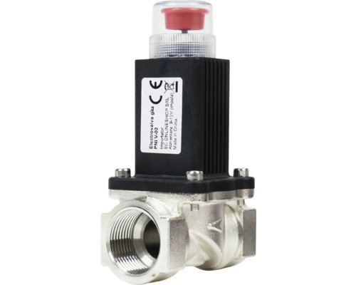 Electrovalvă de gaz PNI V-02 cu corp metalic și bobină, alimentare 9 până la 12 Volți impuls.