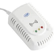 Detector de gaz PNI alb din plastic cu PNI Logo, fante de ventilație, martori de stare și buton de testare.