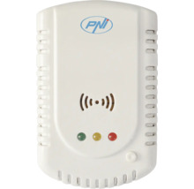 Detector de gaz cu PNI Logo, trei martori luminoși și fante de ventilație.