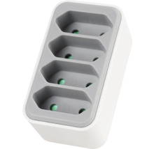 Bloc de prize cu 4 posturi din plastic alb și gri.