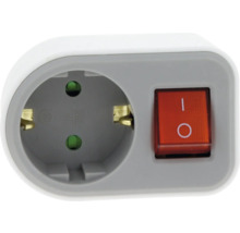Adaptor de priză cu contact de protecție și un întrerupător pornit și oprit.