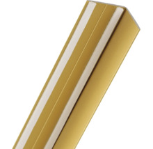 Profil autoadeziv pentru trepte din aluminiu aspect auriu cu două benzi adezive pe interior.
