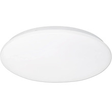 Plafonieră rotundă albă cu abajur plat din plastic pentru interior.