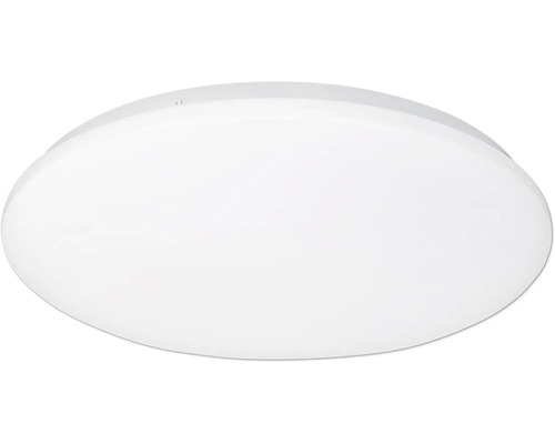 Plafonieră rotundă albă cu abajur plat din plastic pentru interior.