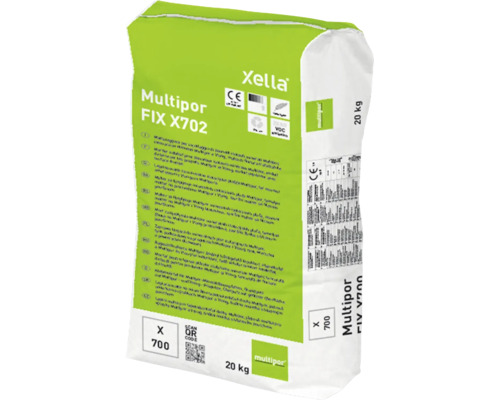 Mortar ușor Xella Multipor FIX X702 pentru lipirea și armarea plăcilor izolatoare minerale, 20 kilograme, certificat CE.