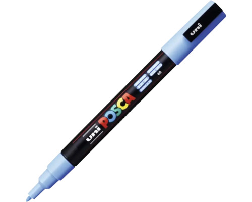 Marker universal Posca 3M albastru cer 48, vârf rotund 0,9-1,3 mm Marker acrilic Uni POSCA cu vârf rotund în culoarea albastru deschis