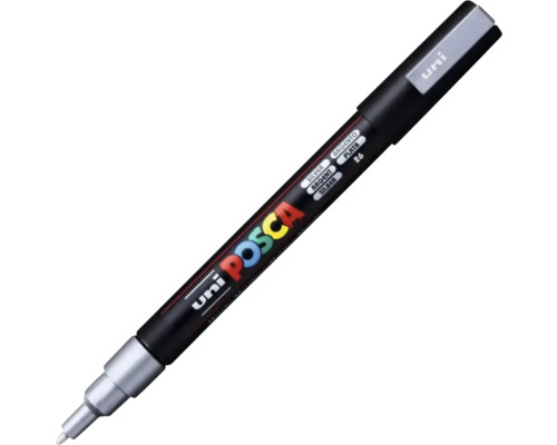 Marker universal Posca 3M argintiu 26, vârf rotund 0,9-1,3 mm Marker cu vopsea Uni POSCA argintiu cu vârf fin.