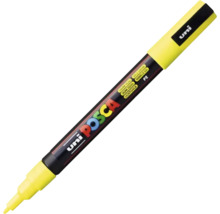 Marker Uni Posca galben deschis cu vârf rotund pentru diverse suprafețe.