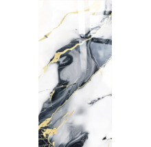 Tablou modern cu model abstract de marmură și nervuri aurii.