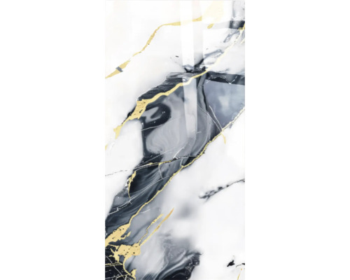 Tablou modern cu model abstract de marmură și nervuri aurii.
