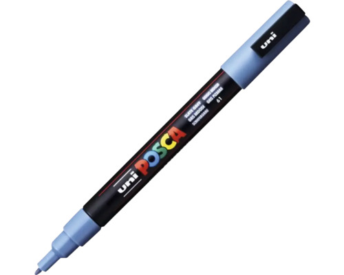 Marker universal Posca 3M gri albăstrui 61, vârf rotund 0,9-1,3 mm Marker cu vopsea Uni Posca, gri ardezie, cerneală pigmentată pe bază de apă pentru diverse suprafețe.
