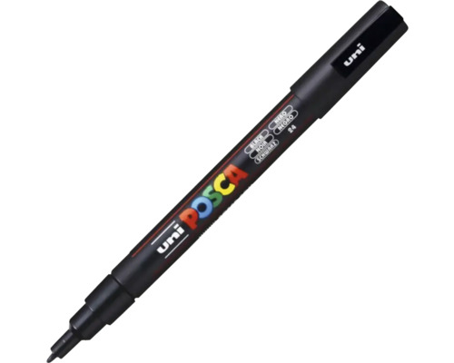 Marker universal Posca 3M negru, vârf rotund 0,9-1,3 mm Marker vopsea Uni Posca negru pentru diverse suprafete cu cerneala pigmentata pe baza de apa.