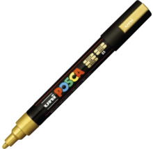 Marker Uni POSCA de culoare auriu metalizat.
