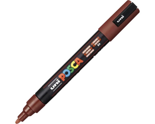 Marker universal Posca 5M maro cacao 84, vârf rotund 1,8-2,5 mm Marker cu vopsea Uni Posca în culoarea maro cacao numărul 84 pentru diverse suprafețe.