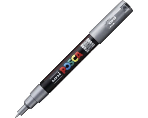 Marker cu vopsea Uni Posca argintiu cu vârf fin