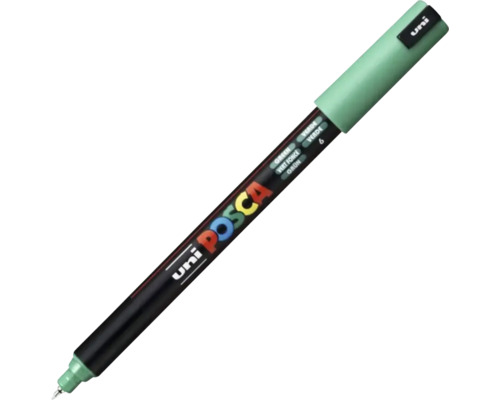 Marker acrilic Uni Posca cu vârf fin de culoare verde.