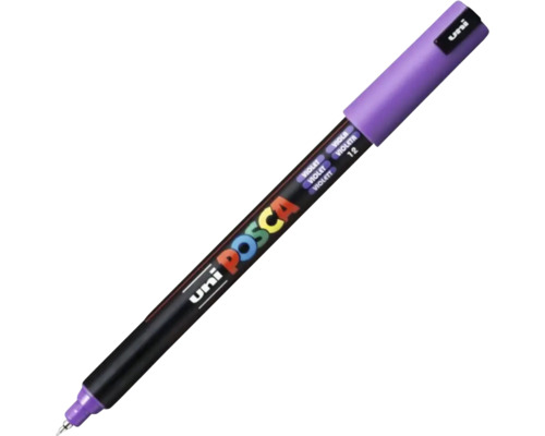 Marker Uni Posca de culoare violet cu vârf fin pentru desene și proiecte creative.