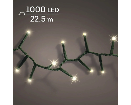 Ghirlandă luminoasă cu 1000 de LED-uri și o lungime totală de 22,5 metri cu cablu verde.