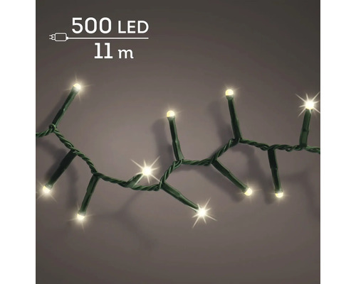Ghirlandă luminoasă cu 500 de LED-uri, lungime 11 metri, alimentare de la rețea cu ștecher.