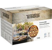 Brichete din cărbune pentru grătar Tenneker Premium 9 kilograme pentru grătare și gastronomie cu certificare DIN plus și FSC.