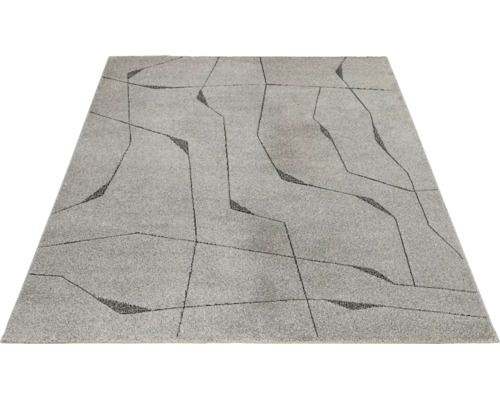 Covor dreptunghiular cu model abstract de linii geometrice și fir texturat.