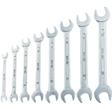 Set de chei fixe duble din metal, DIN 3110, 8 piese de diferite dimensiuni.