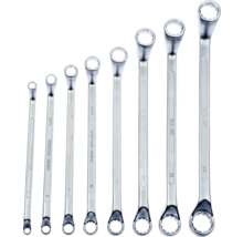 Set de opt chei inelare duble cotite din oțel crom-vanadiu de diferite dimensiuni conform standardului DIN 838.