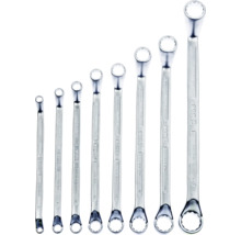 Set de opt chei inelare duble, cotite, fabricate din oțel crom-vanadiu, dimensiuni variate.