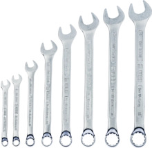 Set de opt chei combinate de la WGB din oțel cromat în diferite dimensiuni conform normei DIN 3113B.