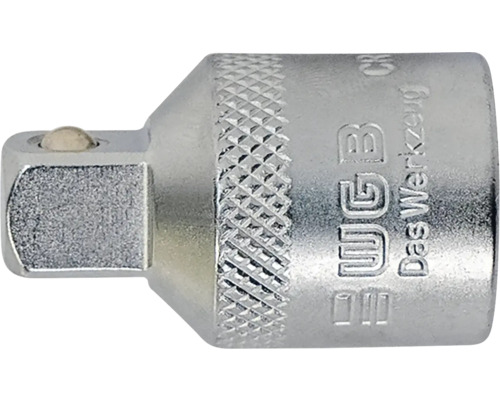 Adaptor pentru cheie tubulară WGB din metal cu suprafață moletată și antrenare pătrată.