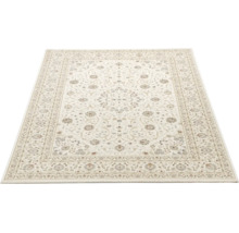 Covor dreptunghiular cu model floral oriental tradițional, medalion central și bordură ornamentată.