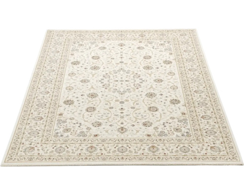 Covor dreptunghiular cu model floral oriental tradițional, medalion central și bordură ornamentată.