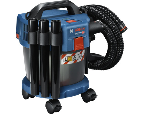 Aspirator cu acumulator Bosch Professional pentru aspirare umedă și uscată GAS 18V-10 L cu tuburi, furtun și role.