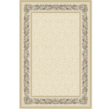 Covor dreptunghiular cu bordură florală și model ornamental clasic.