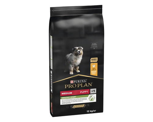 Hrană uscată pentru căței de talie medie Purina Pro Plan Medium Puppy Healthy Start cu pui, 12 kilograme.
