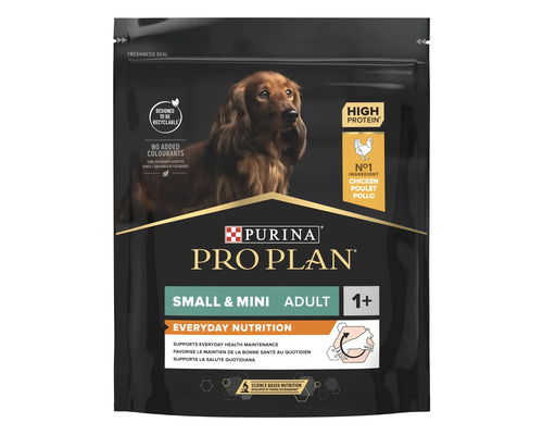 Purina Pro Plan Logo, hrană uscată pentru câini adulți de talie mică și foarte mică, cu pui, de la 1 an, Everyday Nutrition.