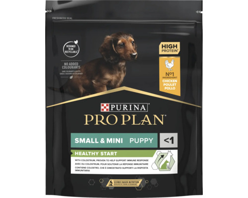 Hrană pentru căței Purina Pro Plan Healthy Start Small și Mini cu pui.