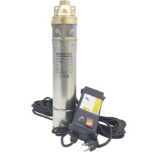 Pompă submersibilă pentru puțuri Vectorpump Stream 150CB din oțel inoxidabil cu tablou de comandă și cablu de alimentare.