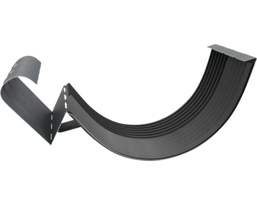 Conector pentru jgheab din plastic de culoare antracit pentru jgheaburi semirotunde.