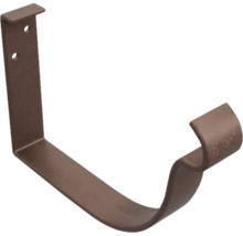 Cârlig maro pentru jgheab din metal, formă de U cu orificii de fixare.